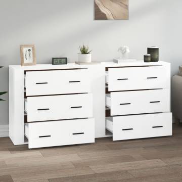 Sideboards 2 pcs High Gloss White Engineered Wood