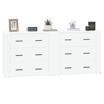 Sideboards 2 pcs High Gloss White Engineered Wood