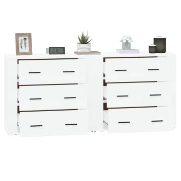 Sideboards 2 pcs High Gloss White Engineered Wood