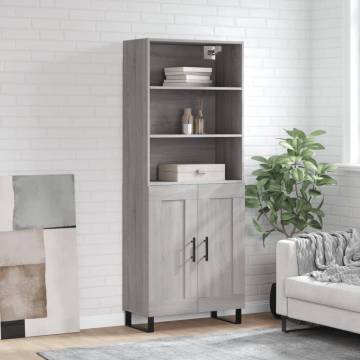 Highboard Grey Sonoma 69.5x34x180 cm Engineered Wood