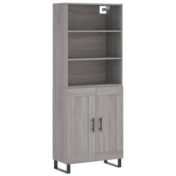 Highboard Grey Sonoma 69.5x34x180 cm Engineered Wood