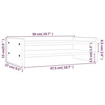 Monitor Stand White 50x27x15 cm Solid Wood Pine