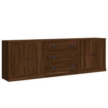 Sideboards 3 pcs Brown Oak Engineered Wood