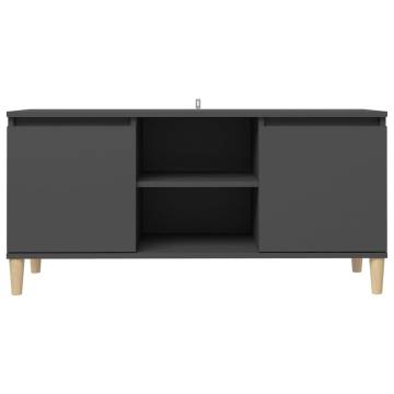 TV Cabinet with Solid Wood Legs Grey 103.5x35x50 cm