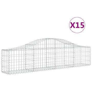 Arched Gabion Baskets 15 pcs 200x30x4060 cm Galvanised Iron