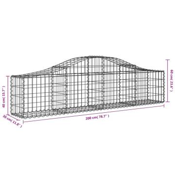 Arched Gabion Baskets 15 pcs 200x30x4060 cm Galvanised Iron