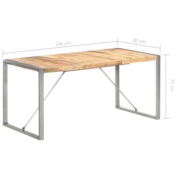 Dining Table 160x80x75 cm Solid Rough Mango Wood