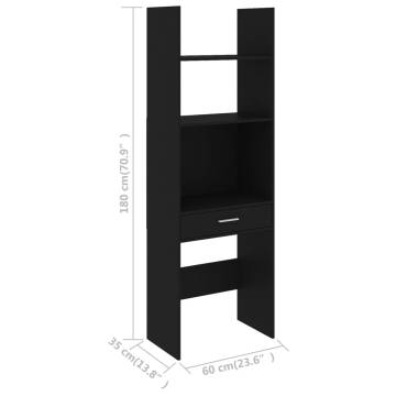 Book Cabinet Black 60x35x180 cm Engineered Wood