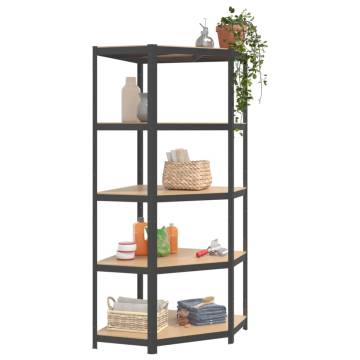 5-Layer Shelves 4 pcs Anthracite Steel&Engineered Wood