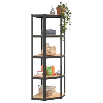 5-Layer Shelves 3 pcs Anthracite Steel&Engineered Wood