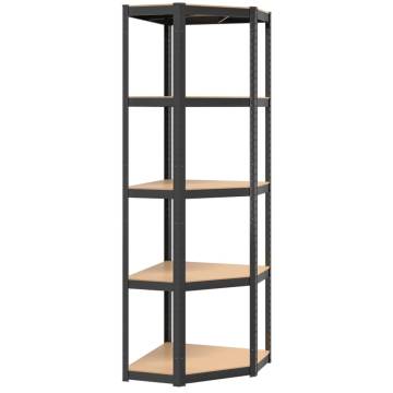 5-Layer Shelves 3 pcs Anthracite Steel&Engineered Wood