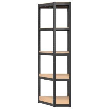 5-Layer Shelves 3 pcs Anthracite Steel&Engineered Wood