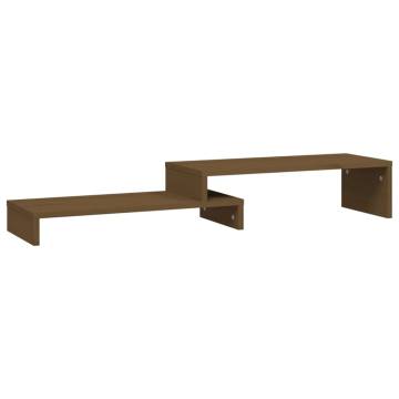 Monitor Stand Honey Brown (52-101)x22x14 cm Solid Wood Pine