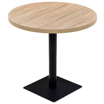 Bistro Table MDF and Steel Round 80x75 cm Oak Colour