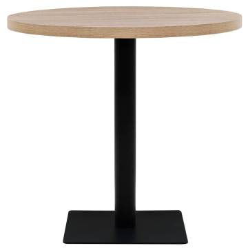 Bistro Table MDF and Steel Round 80x75 cm Oak Colour