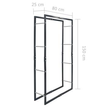 Firewood Rack Black 80x25x150 cm Steel