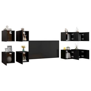 Wall Mounted TV Cabinets 8 pcs Black 30.5x30x30 cm