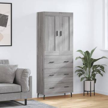 Highboard Grey Sonoma 69.5x34x180 cm Engineered Wood