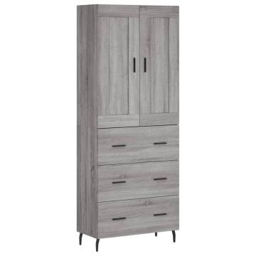 Highboard Grey Sonoma 69.5x34x180 cm Engineered Wood