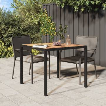 Garden Table 90x90x75 cm Poly Rattan and Acacia Wood Black