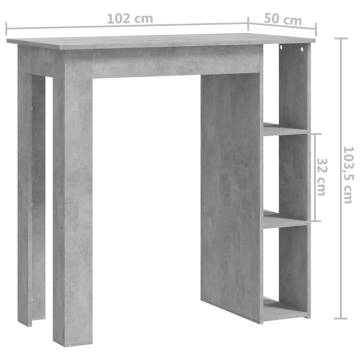 Bar Table with Shelf Concrete Grey 102x50x103.5 cm Engineered Wood