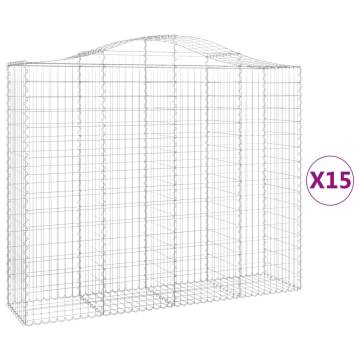 Arched Gabion Baskets 15 pcs 200x50x160180 cm Galvanised Iron