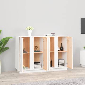 Sideboard White 120x35x80 cm Solid Wood Pine