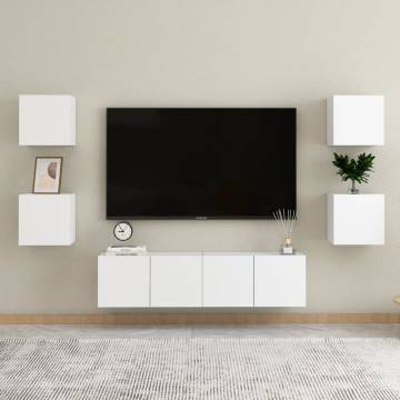 Wall Mounted TV Cabinets 4 pcs White 30.5x30x30 cm