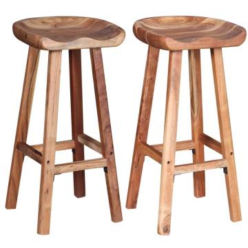 Bar Stools 2 pcs Solid Acacia Wood