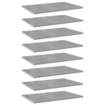 Bookshelf Boards 8 pcs Concrete Grey 60x40x1.5 cm Engineered Wood