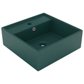 Luxury Basin Overflow Square Matt Dark Green 41x41 cm Ceramic