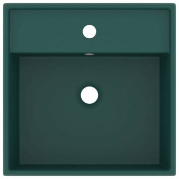 Luxury Basin Overflow Square Matt Dark Green 41x41 cm Ceramic