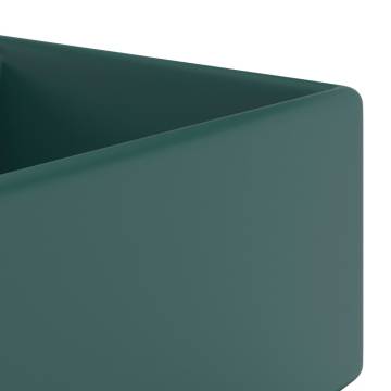 Luxury Basin Overflow Square Matt Dark Green 41x41 cm Ceramic