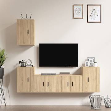 5 Piece TV Cabinet Set Sonoma Oak Engineered Wood