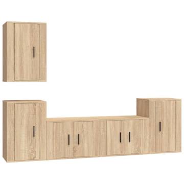 5 Piece TV Cabinet Set Sonoma Oak Engineered Wood