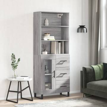 Highboard Grey Sonoma 69.5x34x180 cm Engineered Wood