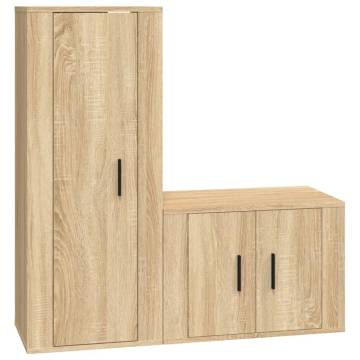 2 Piece TV Cabinet Set Sonoma Oak Engineered Wood