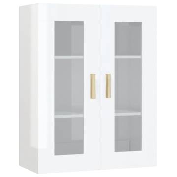 Hanging Wall Cabinet High Gloss White 69.5x34x90 cm