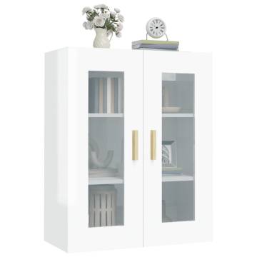 Hanging Wall Cabinet High Gloss White 69.5x34x90 cm