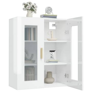 Hanging Wall Cabinet High Gloss White 69.5x34x90 cm