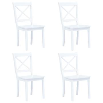 Dining Chairs 4 pcs White Solid Rubber Wood