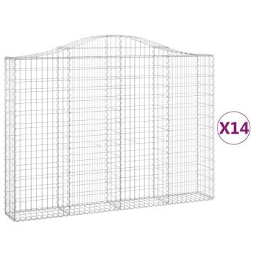 Arched Gabion Baskets 14 pcs 200x30x140160 cm Galvanised Iron