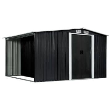 Garden Shed with Sliding Doors Anthracite 329.5x205x178 cm Steel