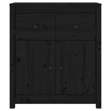 Sideboard Black 70x35x80 cm Solid Wood Pine