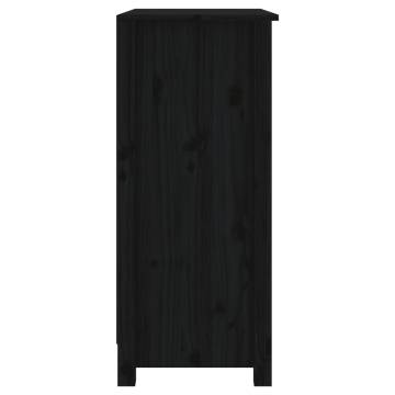 Sideboard Black 70x35x80 cm Solid Wood Pine