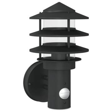 Outdoor Wall Light with Sensor Black Stainless Steel