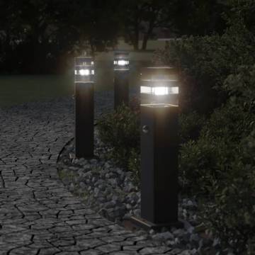 Outdoor Floor Lamps with Sensors 3pcs Black 50 cm Aluminium