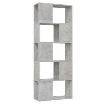 Book Cabinet Room Divider Concrete Grey 60x24x155 cm