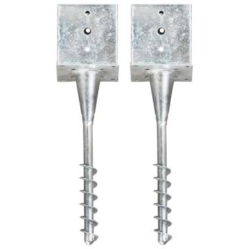 Ground Spikes 2 pcs Silver 14x14x58 cm Galvanised Steel