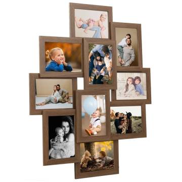 Collage Photo Frame for 10x(13x18 cm) Picture Light Brown MDF